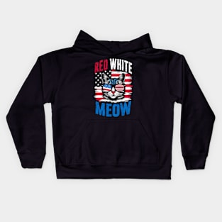 Red White And meow  america Kids Hoodie